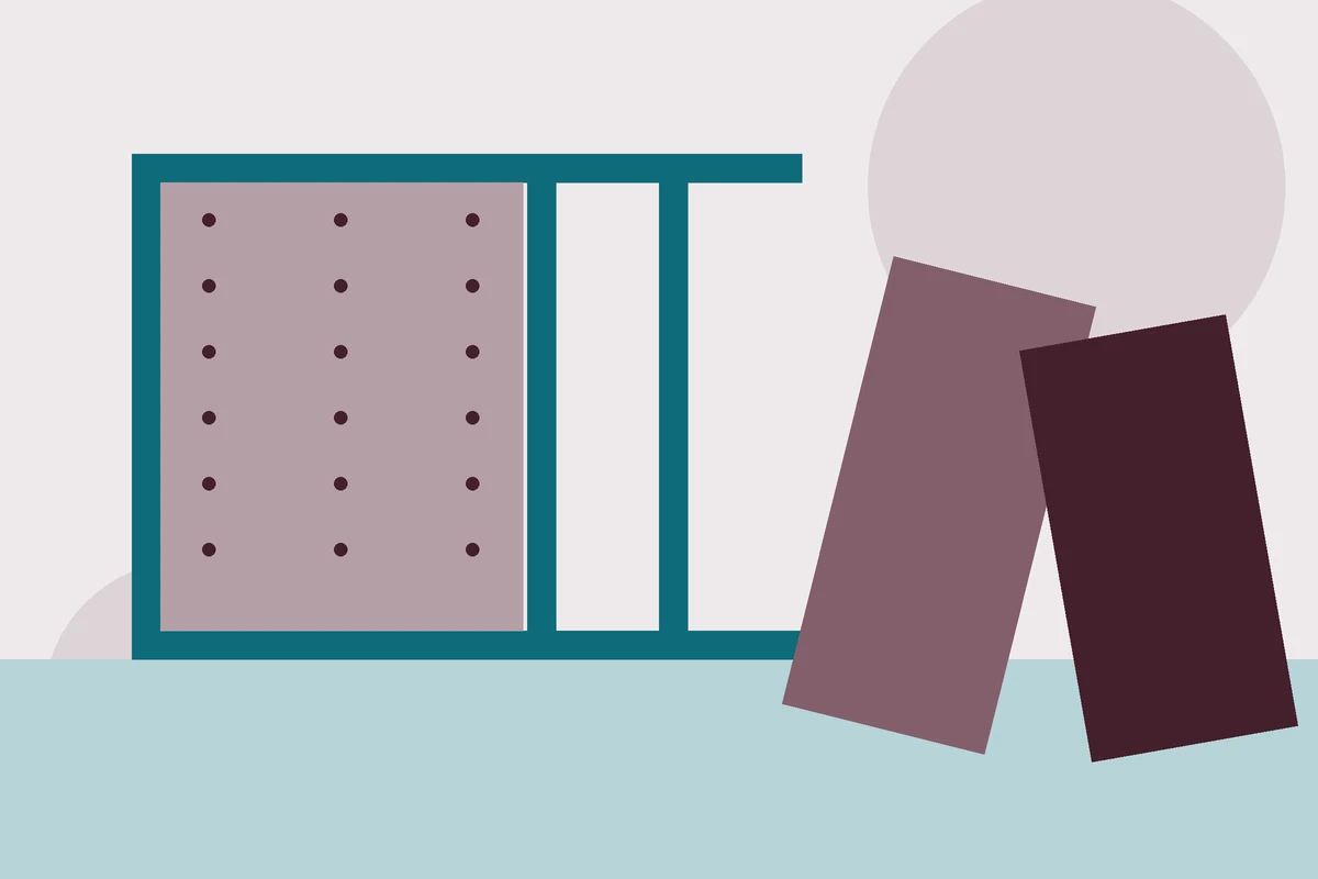 Illustration of drywall sheets screwed to wall studs