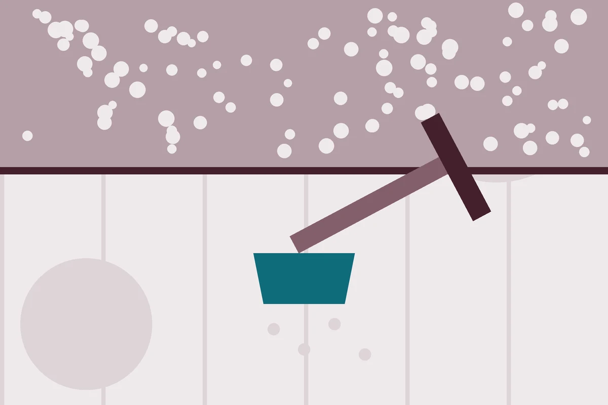Illustration of a scraper removing popcorn texture from a ceiling